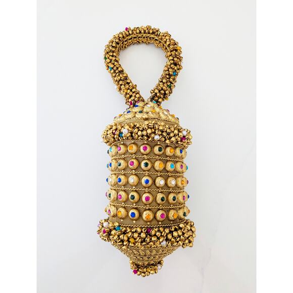 Ramla Bling Bling Handmade Beaded Bag Gold Evening Purse Clutch Handbag - Picture 1 of 9